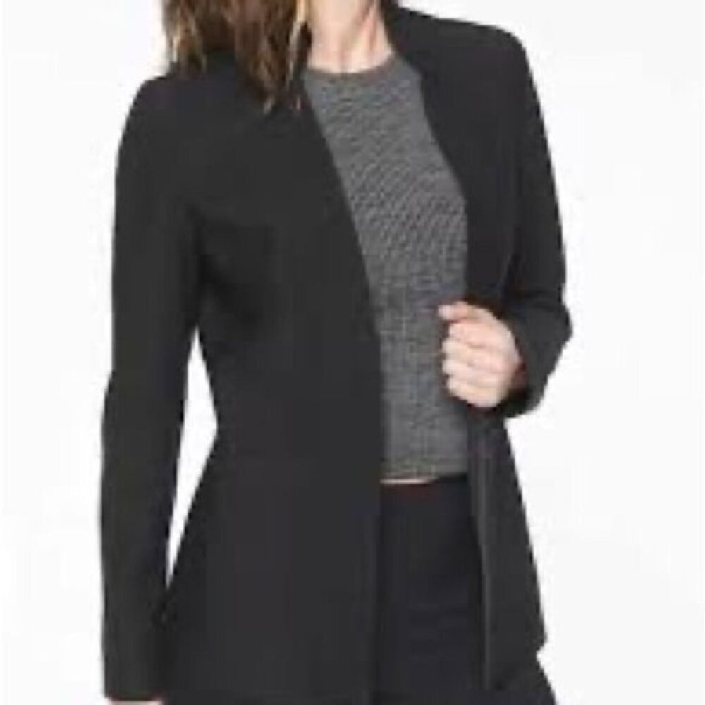 ATHLETA Cosmic Luxe Italian Black BLAZER WORK TRAVEL Sz 2